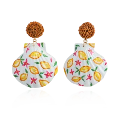 Lemon Drop Painted Shell Earrings