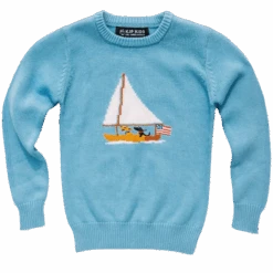 Ruff Day At Sea Kids Sweater- Light Blue