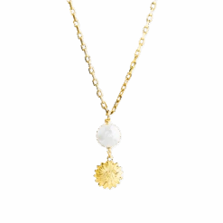 Sunflower Pearl Drop Necklace