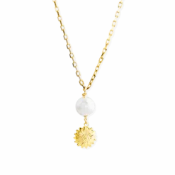 Sunflower Pearl Drop Necklace