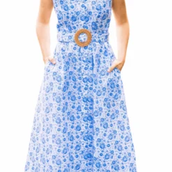 Azure Blossom Shirt Dress